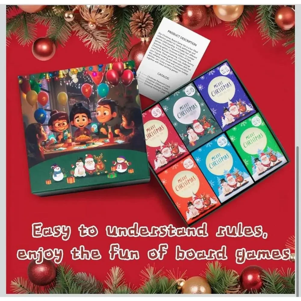 Christmas Board Game Set, Advent Calendar 24-day Countdown Card‎ Games